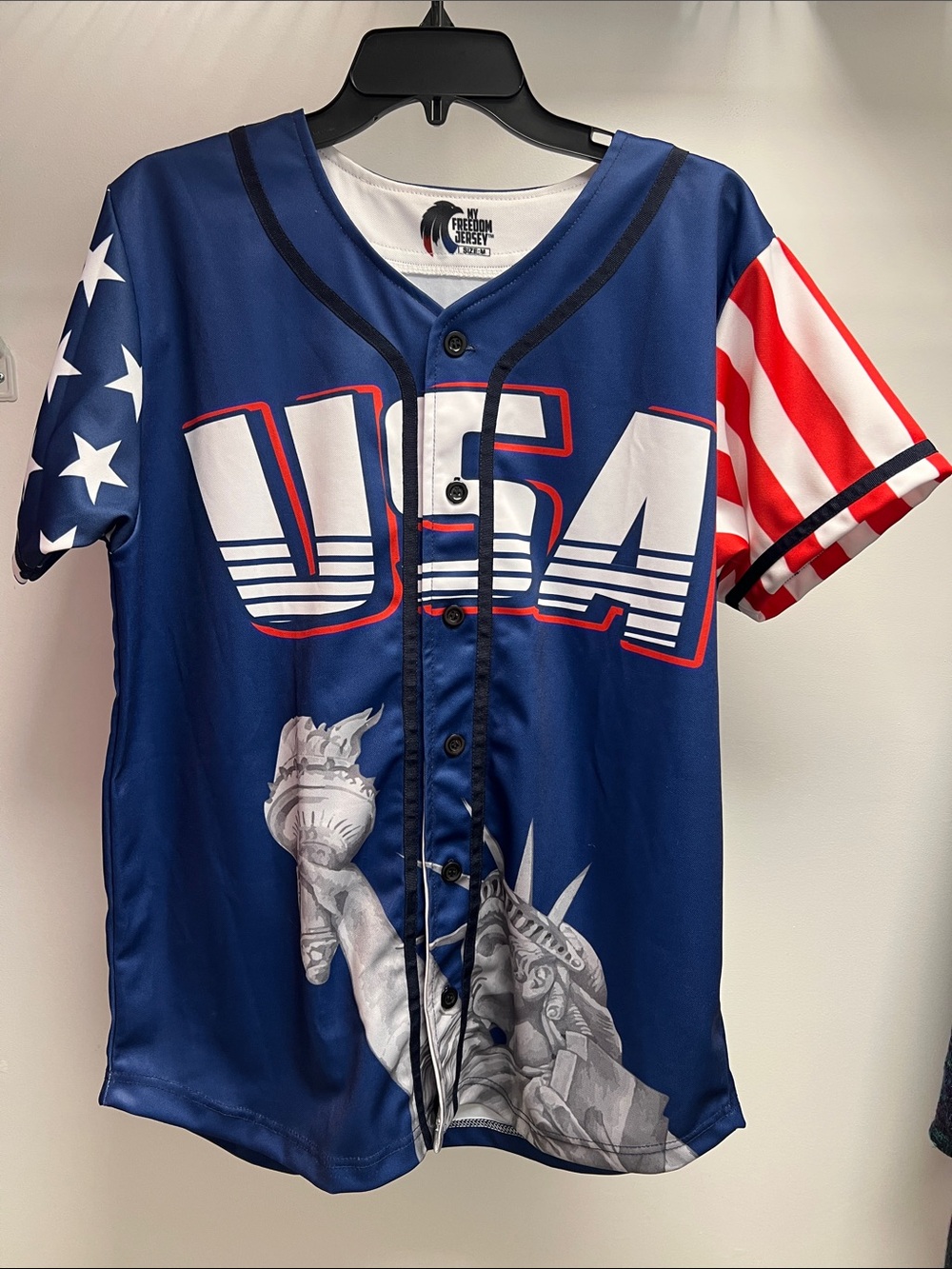 Patriotic Blue USA Baseball Jersey